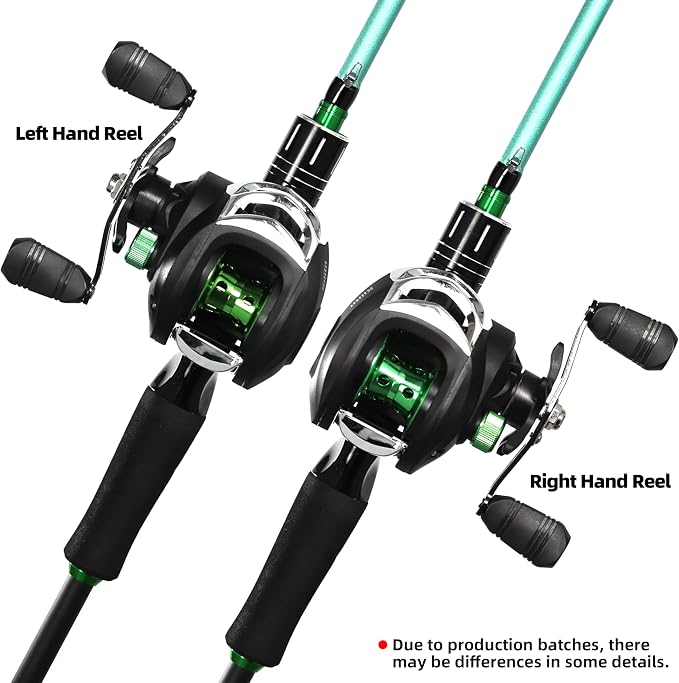 Kilitn Fishing Rod and Reel Combo, Green Color Baitcasting Combo Baitcast Reel, 2-Piece Baitcaster Rod, Durable Fiberglass with Comfortable EVA Handle
