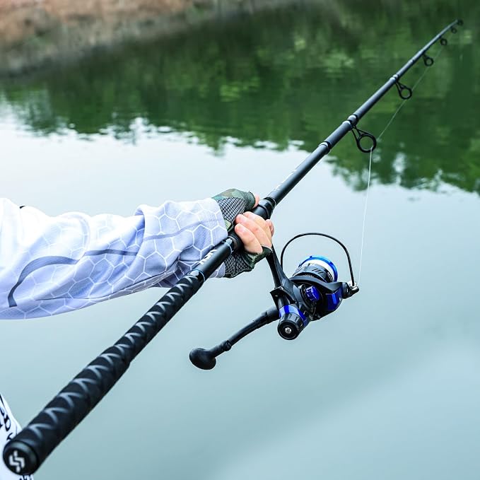 Sougayilang Spinning Fishing Rod, 3-Piece, Carbon Catfish Rod with EVA Comfortable Handle for Catfish and Carp Fishing, Medium/Heavy Power, 9'0"/10'0"/11'0" (11'0")