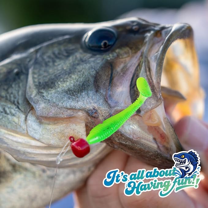 Soft Fishing Lures, 6.5cm/8cm Paddle Tail Swimbaits Soft Plastic Lures Kit for Bass Trout Walleye Crappie 30pcs/40pcs…