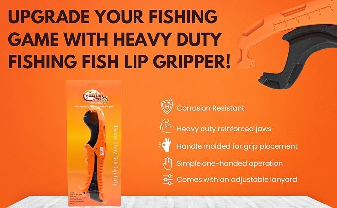 Catfish Pro Tournament Series Fish Lip Grip | One-Handed Operation Fish Lip Gripper with Adjustable Lanyard for Easy, Secure, and Comfortable Fishing