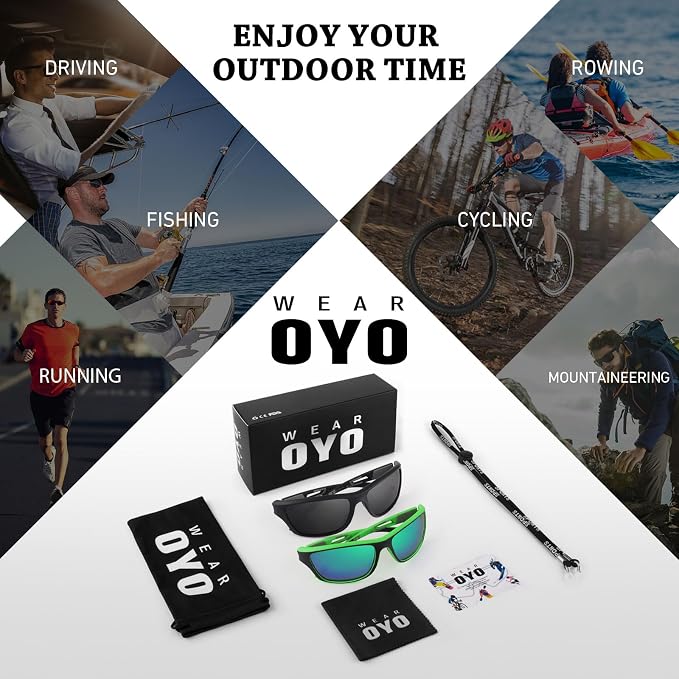 WEAROYO Polarized Sports Sunglasses for Men Women,Fishing Driving Rectangular Goggles UV400 Protection