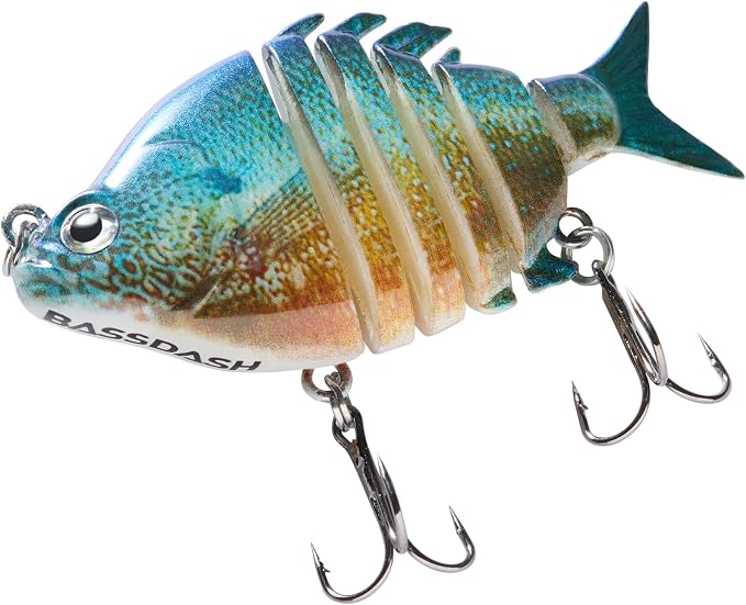 Bassdash SwimPanfish 2.5”/0.34oz Hard Bluegill Swimbaits Multi Jointed Topwater Trout Bass Fishing Crank Lure,Pack of 4