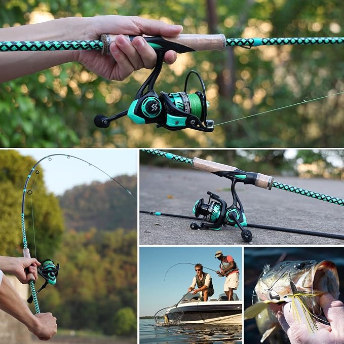 Sougayilang Fishing Rod Combo, Fast Action 2 Pieces Fishing Pole with Spinning Reel for Saltwater and Freshwater