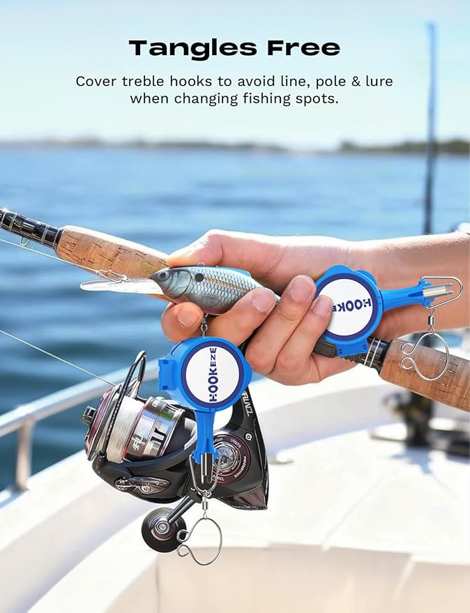 HOOK-EZE Fishing Knot Tying Tool,Treble Hook Covers Keeps Lures Safe, Hook Sharpener, Lure Wraps for Fishing Rod, Fishing Line Cutter Accessories Gifts for Anglers Fishermen