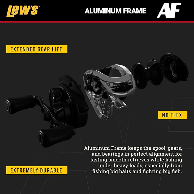 Lew’s Speed Spool Baitcast Fishing Reel, 9+1 Bearings, 7.5:1 Gear Ratio, Aluminum Frame, Graphite Sideplate, MCS Braking System, Left-Hand Retrieve