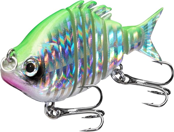 Bassdash SwimPanfish 2.5”/0.34oz Hard Bluegill Swimbaits Multi Jointed Topwater Trout Bass Fishing Crank Lure,Pack of 4