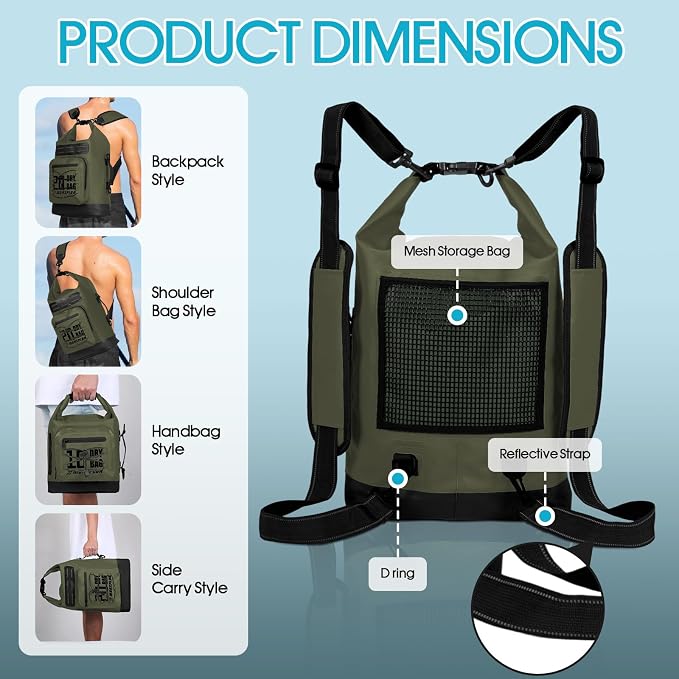 MORXPLOR Dry Bag Waterproof,5L/10L/20L/30L/40L/55L Roll Top Dry Bag Backpack with WaterProof Phone Case for Swim,Kayak