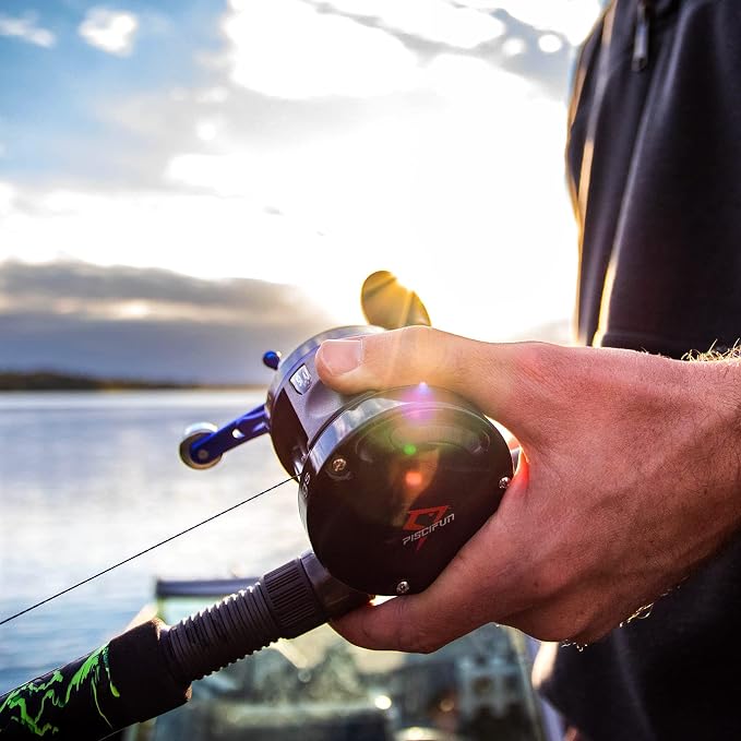 Piscifun Chaos XS Baitcasting Fishing Reel, Reinforced Metal Body Round Baitcaster Reel, Smooth Powerful Saltwater Inshore Surf Trolling Reel, Conventional Reel for Catfish, Musky, Bass, Pike