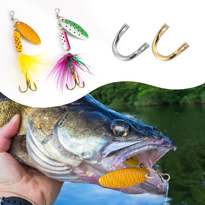 Dr.Fish 100 Pack Fishing Spinner Clevises Easy Spin Brass Clevises Spoon Spinnerbait Lure Making Supplies Spinner Parts Accessoires Freshwater