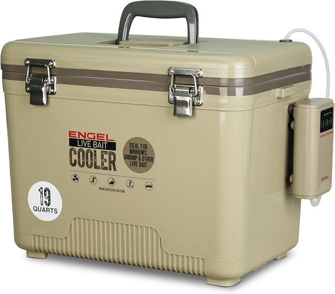 ENGEL Live Bait Cooler PRO for Fishing - Portable Minnow and Bait Bucket with Lithium-Ion Rechargeable Aerator