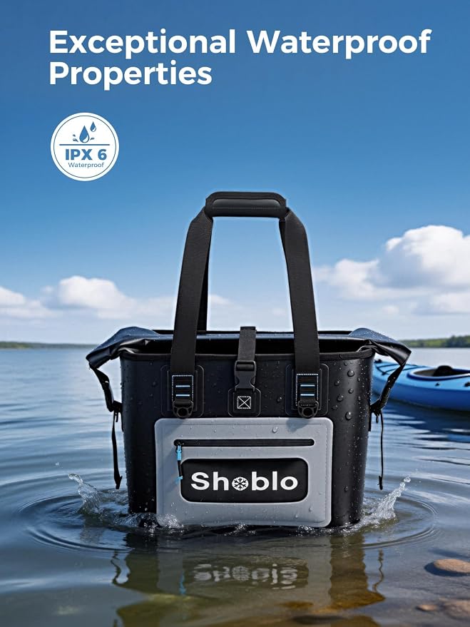 Soft Cooler Bag, 35 Cans Insulated Leakproof Portable Cooler Bag with Roll-Top, Shoulder Strap Metal D-Ring, Waterproof Ice Chest for Camping, BBQ, Picnic, Fishing, Travel