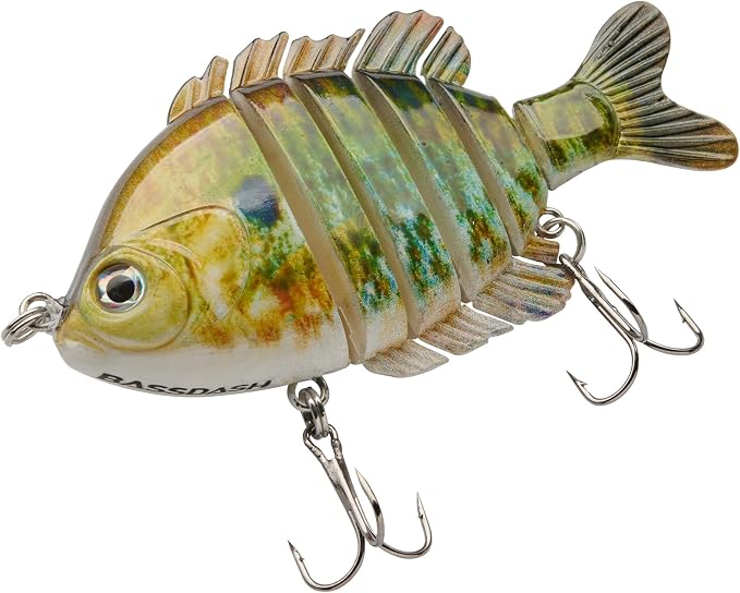BASSDASH SwimPanfish Multi Jointed Panfish Bluegill Swimbaits Hard Topwater Bass Lures Fishing Lure Crank Saltwater 3.5in/0.85oz