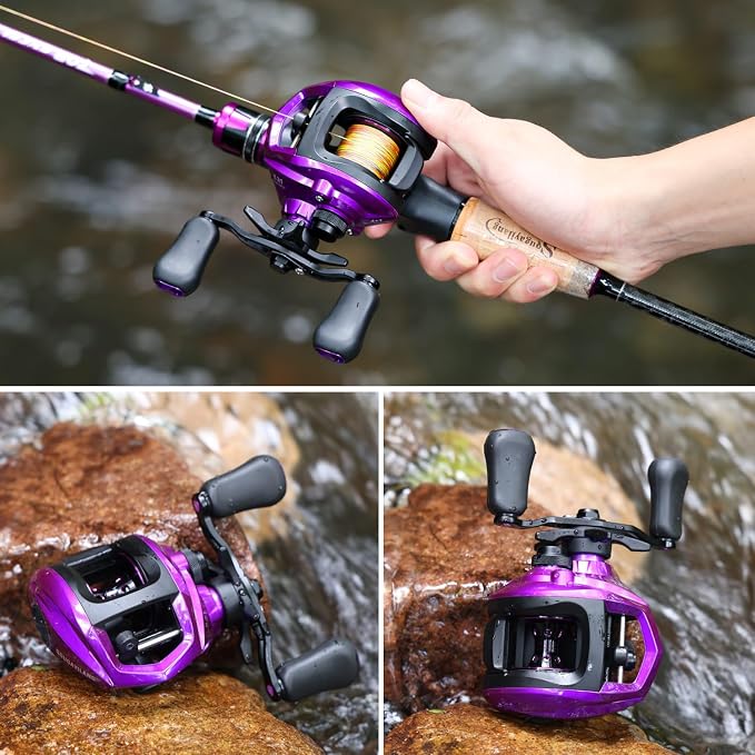 Sougayilang Baitcasting Fishing Reel, 8:1 High Speed Gear Ratio Super Smooth and Powerful Low Profile Baitcaster Reel with Maganic Brake System for Freshwater,Saltwater