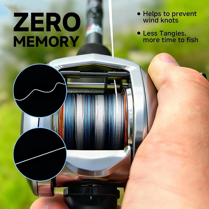 Braided Fishing Line - Pro Grade Power Performance, Suitable for Saltwater & Freshwater Fishing, Colored Braid for Extra Visibility