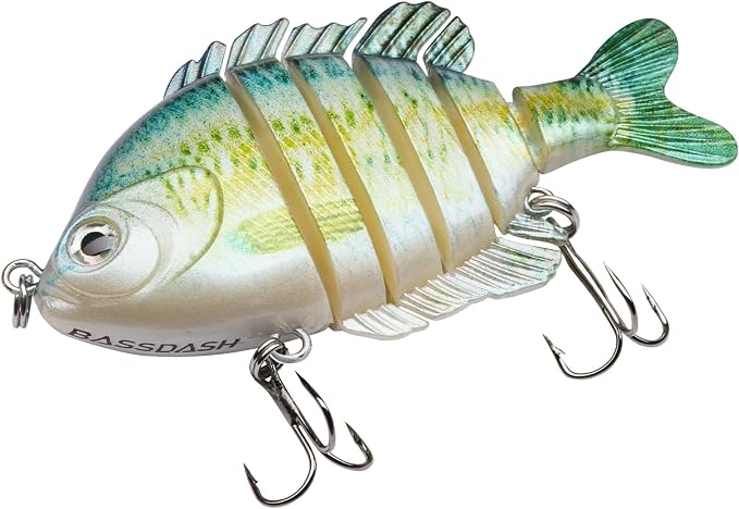 BASSDASH SwimPanfish Multi Jointed Panfish Bluegill Swimbaits Hard Topwater Bass Lures Fishing Lure Crank Saltwater 3.5in/0.85oz