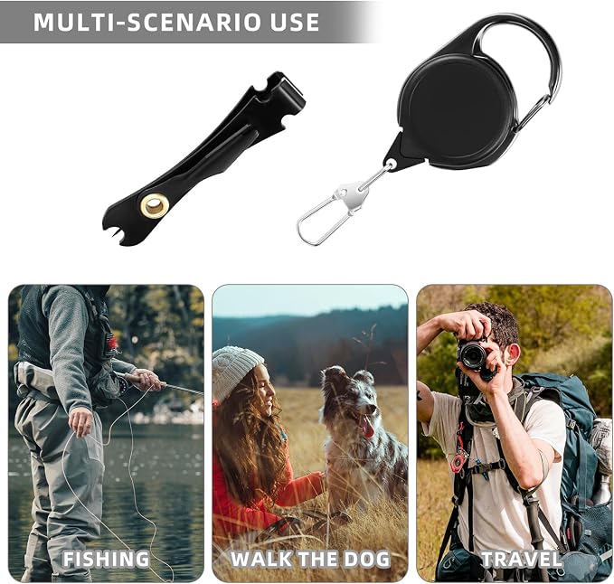 Fishing Fly Fishing Zinger Retractor, Fishing Knot Tool,Line Clipper Retractor for Fly Fishing, Freshwater Saltwater Angler Accessories Lightweight Durable Design