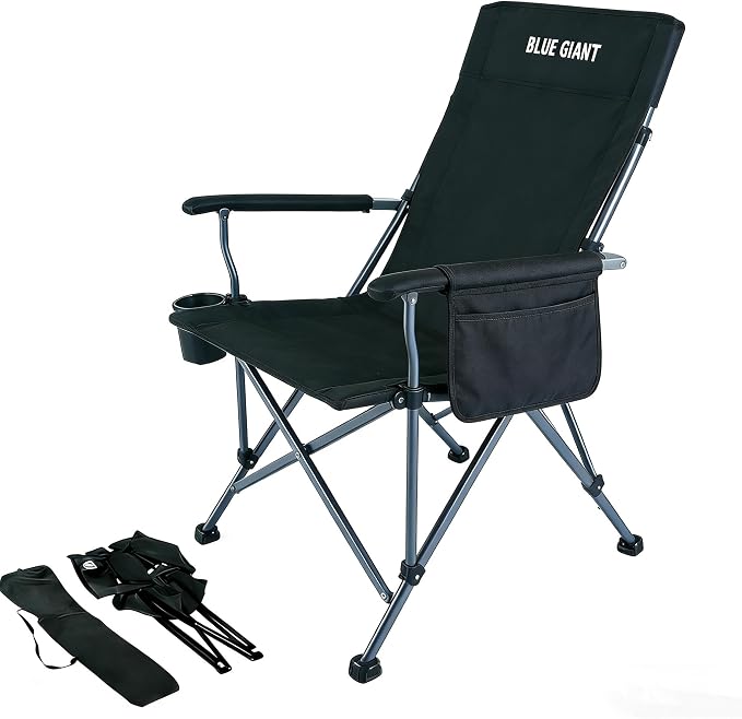 Reclining Folding Fishing Chair,Lightweight Beach Chair with Breathable Cushion, Portable Outdoor Chair for Fishing, Camping, Beach & Travel (Black)