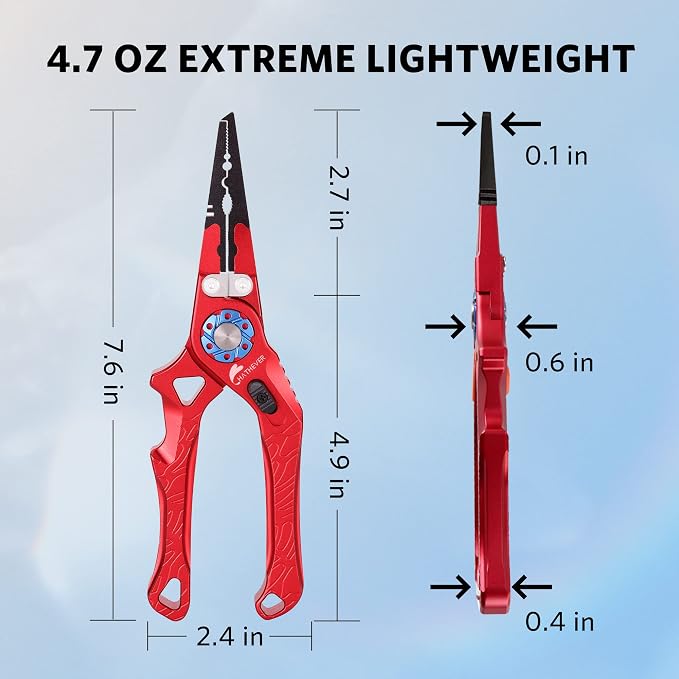 Saltwater Fishing Pliers, Split Ring Pliers for Fishing with Safety Lock, Fish Pliers with Sheath and Lanyard, Fishing Gifts for Men