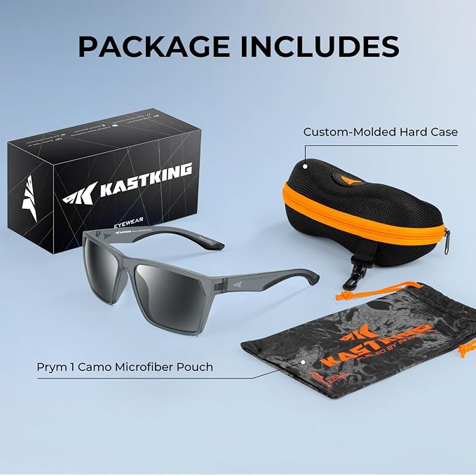 KastKing Beartrap Polarized Sports Fishing Sunglasses, With PuriVex Protective Lens Coating, Square Frame Design, Men Women