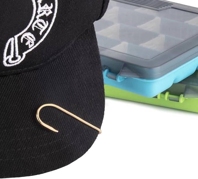 THKFISH Fishing Hooks Hat Pins - Gold Fish Hook Tie Clips 5PCS