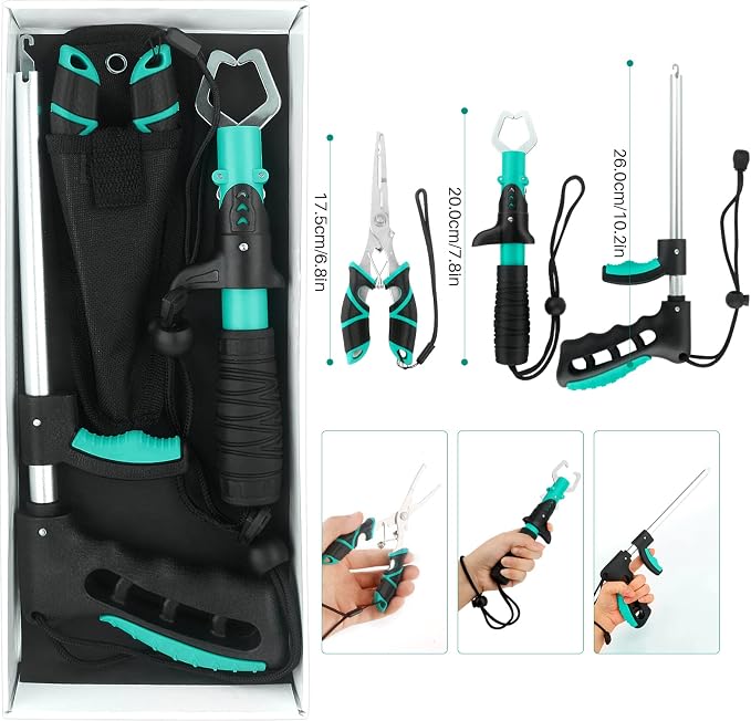 mouhike Fishing Tool Kit Fishing Pliers, Fish Lip Gripper, Fishing Hook Remover, Handheld Digital Fishing Scale, Ice Fly Fish Pliers Fishing Gear Accessories Fishermen Gift (Battery Not Included)