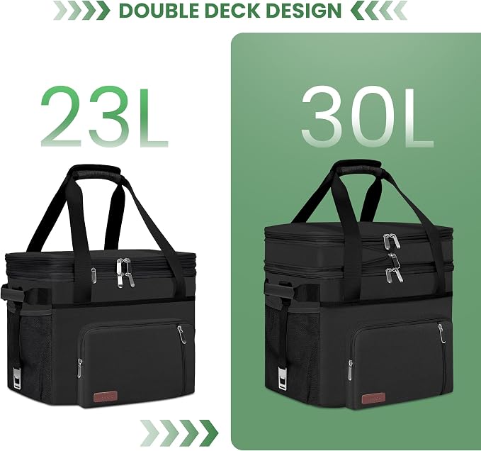 MIYCOO Cooler Bag with Wheels Double Deck - 60 Can Leakproof Insulated Portable Soft Lunch Cooler, Extra Large Expandable Ice Chest Cooler for Beach, Picnic, Camping, Shopping