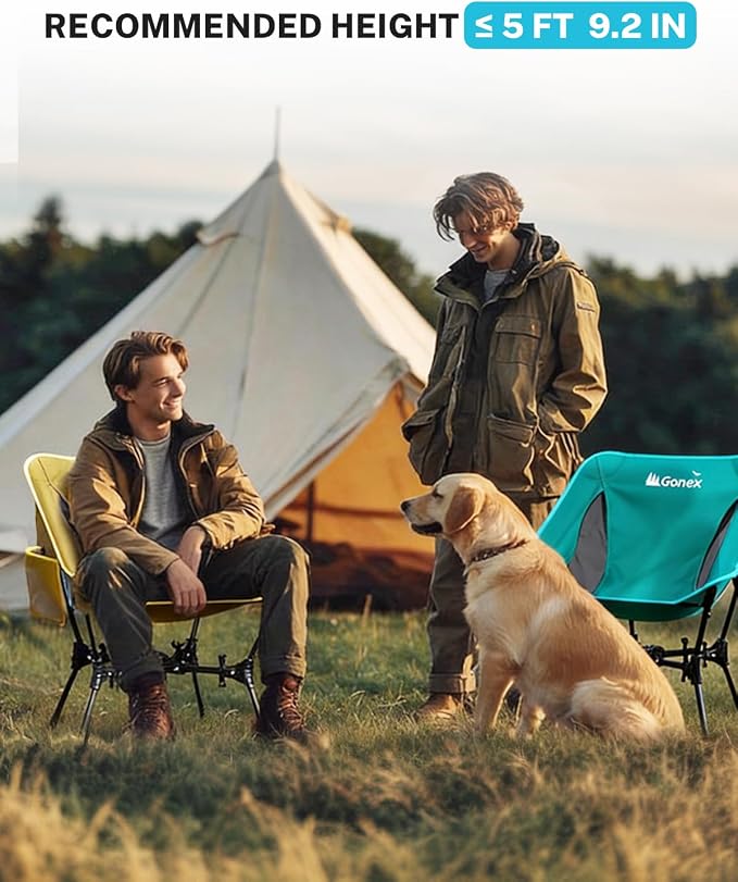 Gonex Portable Camping Chair, The 5th Gen Ultralight Compact Backpacking Foldable Lightweight Folding Chair for Outdoor Camp Hiking Beach Picnic Concert, Supports 330lbs (Lake Green, 1 PCS)