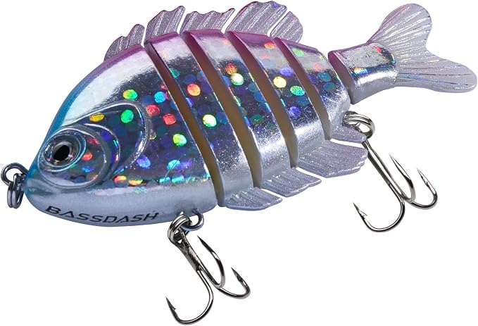 BASSDASH SwimPanfish Multi Jointed Panfish Bluegill Swimbaits Hard Topwater Bass Lures Fishing Lure Crank Saltwater 3.5in/0.85oz