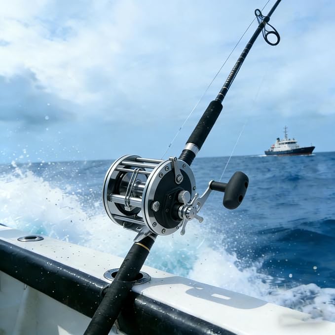 Sea Fishing Reel 44-66 LB Max Drag Saltwater Round Conventional Trolling Reel Aluminum CNC 2.8:1/4.4:1 Gear Ratio 5+1/7+1 Bearings for Tuna Salmon Marlin