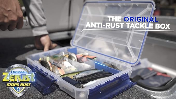 Flambeau Outdoors 4510 Clear Fishing Organizer - Super Half Satchel Soft Fishing Lure Storagees,Bait Organizer,Tuff Tainer with Zerust Anti-Rust Dividers,(Pack of 4)