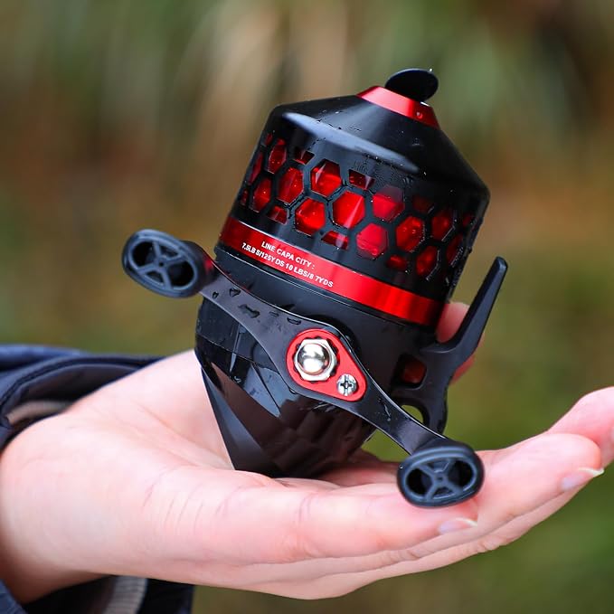 Sougayilang Spincast Fishing Reel,High Speed 3.9:1 Gear Ratio,Trouble-Free Push-Button Bait Casting Design and Reversible Handle for Left/Right Retrieve,Pre-Spooled with Monofilament Line