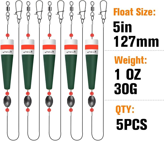 Dovesun Popping Cork Float Rig Weighted Fishing Bobbers Floats Fishing Corks Popping Corks for Saltwater Freshwater Fishing Tackle with 3 Size