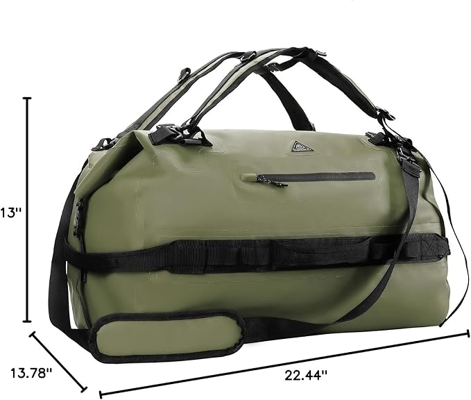 Haimont IPX7 Waterproof Roll-Top Dry Duffel Backpack | 60L/90L Sizes, 500D Tarpaulin, Welded Seams, Mesh Pockets, Boating & Kayaking