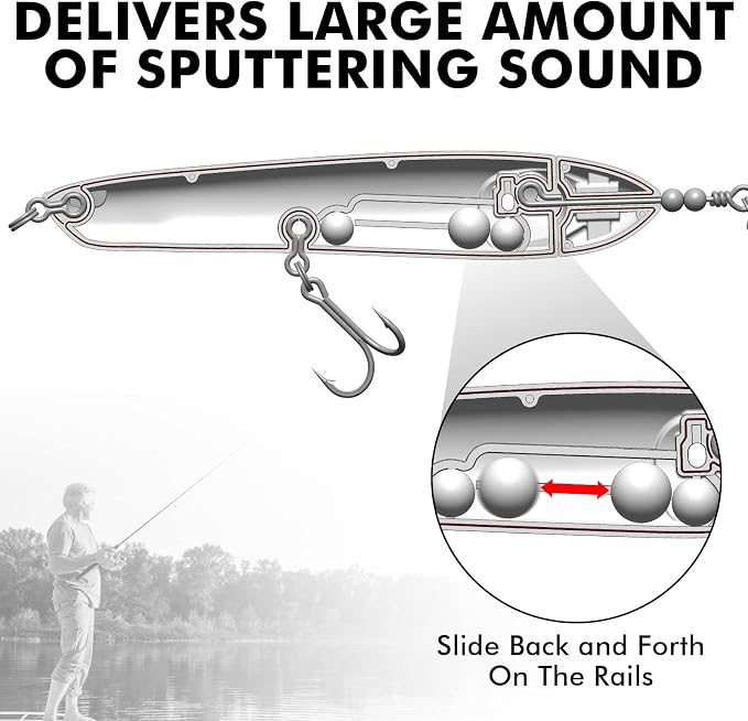 TRUSCEND Popobait Easy Catch Fishing Lures with BKK Hooks, Instant Startup, Longer Cast, Balanced Spray/Sound/Swim, Plopper Topwater Lures for Bass, Trout, Pike, Walleye, Freshwater Saltwater Fishing