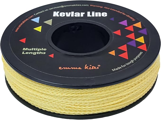 emma kites 100% Kevlar Braided String Utility Cord 100Lb ~ 1700Lb Abrasion Flame Resistant, Tactical Survival Fishing Assist Cord Model Rocket Paracord Trip Line Camping Cordage
