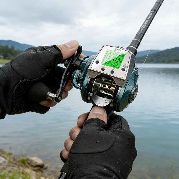 Digital Baitcasting Fishing Reel with LCD Display,8 oz Ultralight Electric Baitcaster Reel, 22-35 Lb Max Drag,6.3:1/7.2:1 Gear Ratio,Left/Right Handed,Compact Design for Freshwater & Saltwater