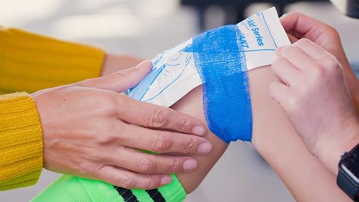Guard-Tex® Blue Finger Tape 1 in Self-Adhering Cotton Gauze for Healthcare and Trades — No Adhesive No Residue — 12 Rolls x 90 ft — Made in USA Since 1935