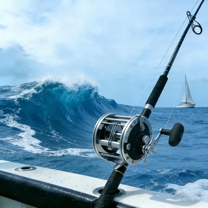 Sea Fishing Reel 44-66 LB Max Drag Saltwater Round Conventional Trolling Reel Aluminum CNC 2.8:1/4.4:1 Gear Ratio 5+1/7+1 Bearings for Tuna Salmon Marlin