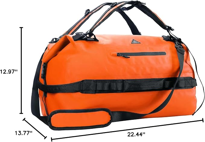 Haimont IPX7 Waterproof Roll-Top Dry Duffel Backpack | 60L/90L Sizes, 500D Tarpaulin, Welded Seams, Mesh Pockets, Boating & Kayaking