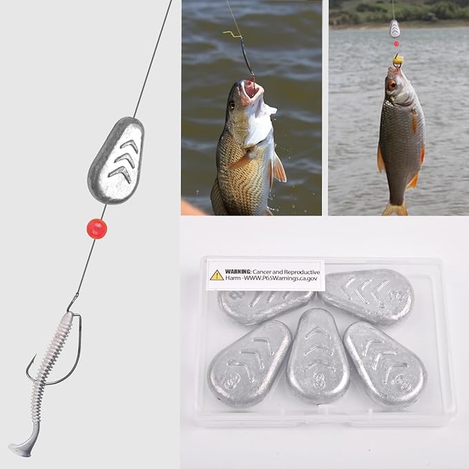 No Roll Sinker Fishing Weights No Snag Flat Inline Sinker Weights Slip Sinkers Weights for Surf Fishing Catfish Rigs Saltwater Freshwater