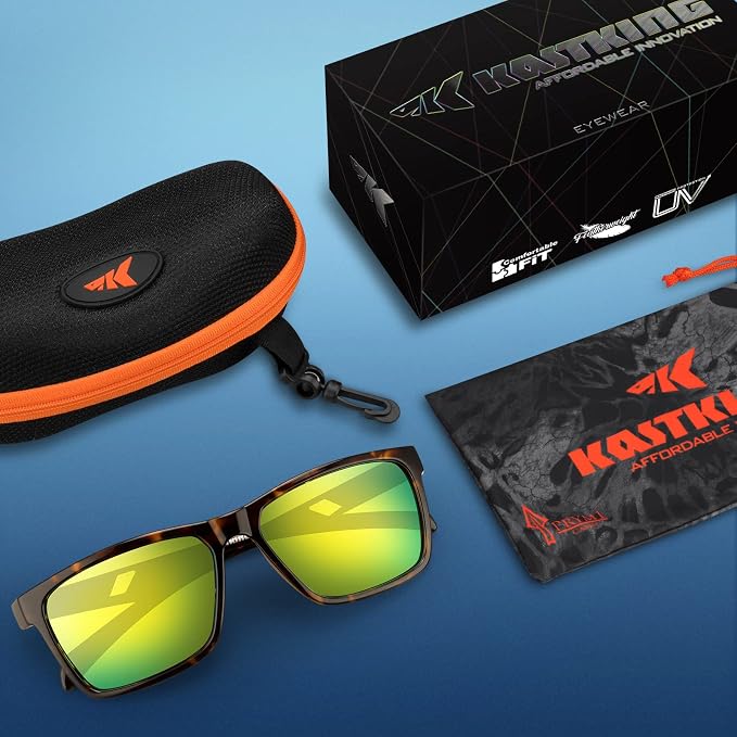KastKing FlatRock Polarized Sport Sunglasses for Men and Women, Ideal for Driving Fishing Cycling Running, UV Protection