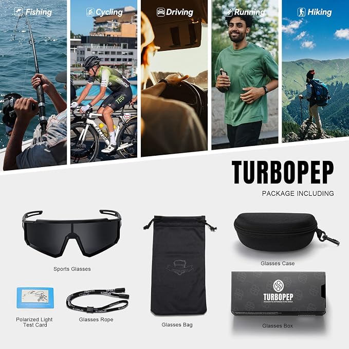 Polarized Sports Sunglasses for Men and Women,Fishing Cycling Mountain Bike Baseball Sunglasses with UV Protection