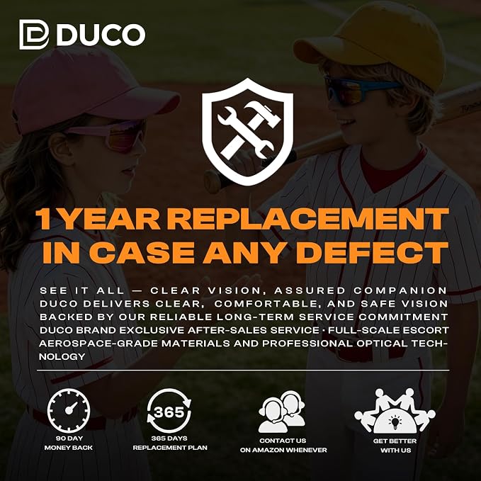 DUCO Polarized Sports Sunglasses for Men Women: UV400 Protection 24g Wrap Around Glasses for Baseball Running Hiking DC0023