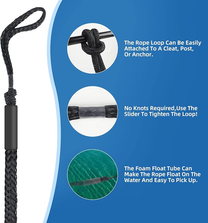 Bungee Dock Lines for Boats 2ft - 2 Pack Heavy Duty Boat Ropes with Clips, Marine Grade PWC Accessories for Jet Ski, SeaDoo, Kayak & Pontoon, Shock Absorbing Mooring Rope