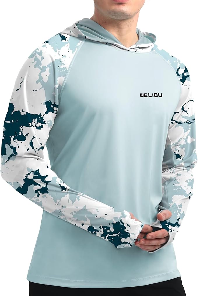 Men's UPF 50+ Sun Protection Hoodie Shirt Long Sleeve SPF Fishing Outdoor UV Hiking Lightweight Shirts