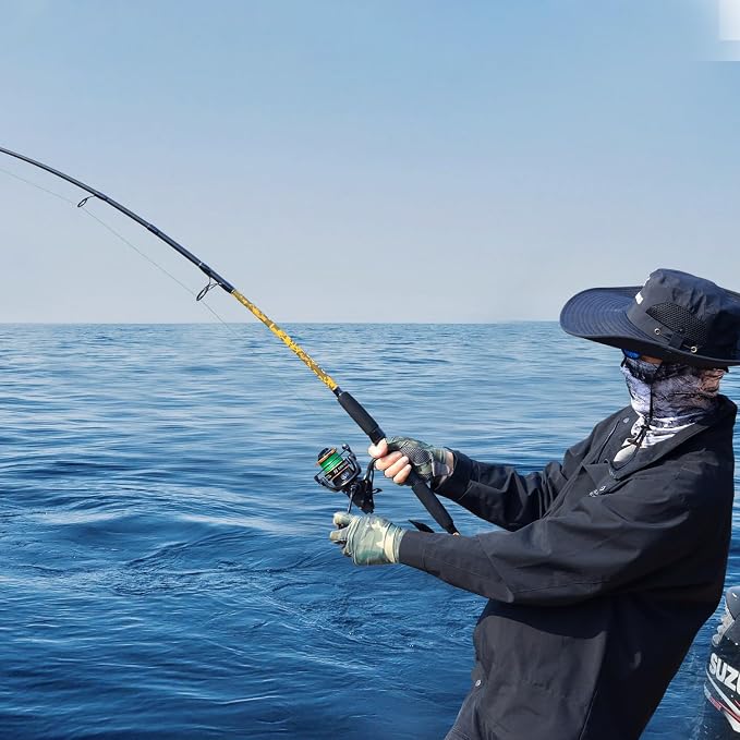 Sougayilang Spinning & Casting Fishing Rods, 2-Piece Strong Carbon&Glass Composite Trolling Rod Offshore Surf Pole for Bass, Trout, Panfish, Catfish
