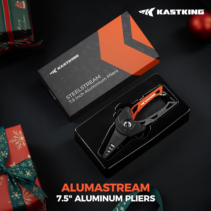 KastKing AlumaStream Finesse Fishing Tool Combo, 7.5” Aluminum Saltwater Fishing Pliers, Crossover Pliers, Wacky & Neko Rig Plier with O-Ring Storage, Fishing Tool Combo, Fishing Gifts for Men