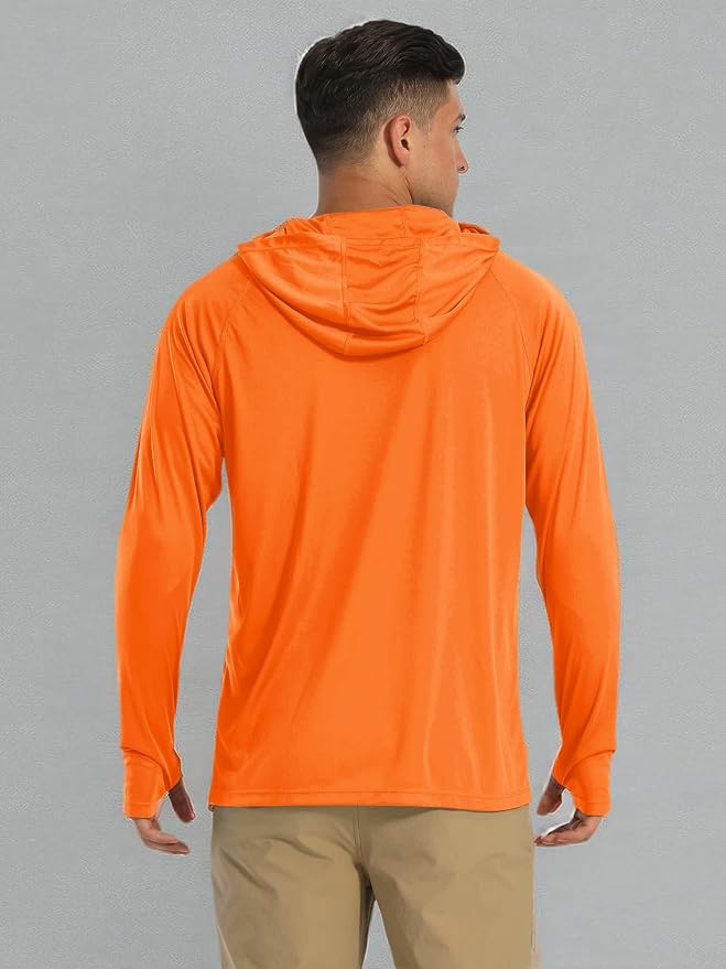 MAGCOMSEN Men's Hooded UPF 50+ Sun Protection T Shirts Long Sleeve Athletic Fishing Shirts Rash Guards