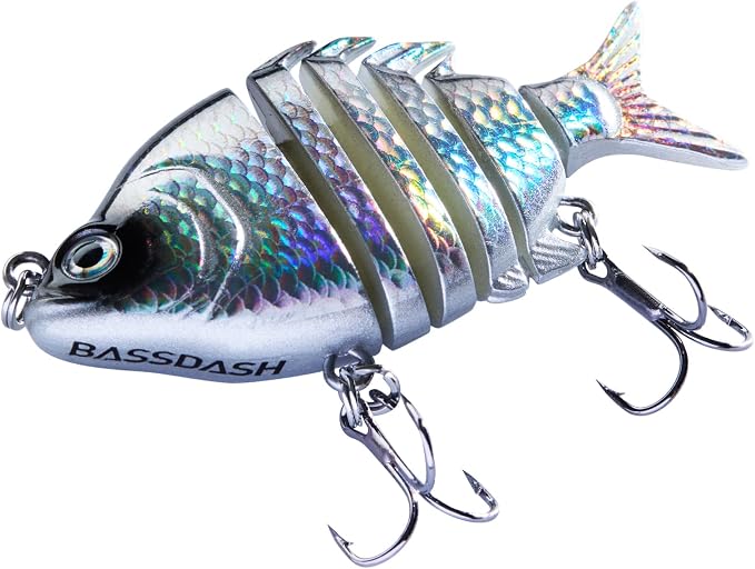 Bassdash SwimPanfish 0.34oz Hard Swimbaits Multi Jointed Topwater Trout Bass Fishing Crank Lure for Freshwater and Saltwater