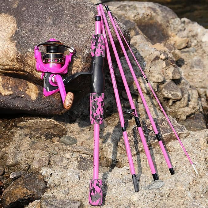 Spinning Fishing Rod Reel Combos,5-Piece Portable Fishing Pole and Smooth Reel for Boys,Girls and Adults